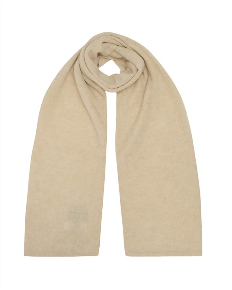 Front of a model wearing a size one-size-fits-all Plain Scarf In Oatmeal in Oatmeal by Jumper1234. | dia_product_style_image_id:357608